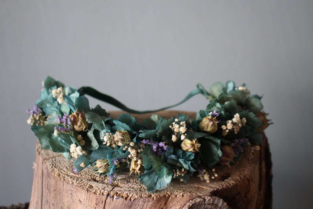 Coronita de hortensia azul preservada - El Taller de Lucia